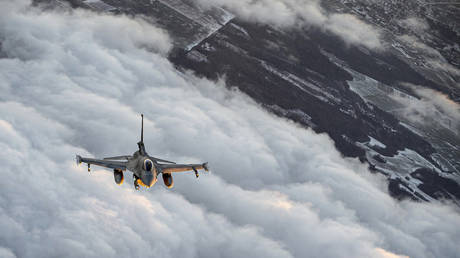 FILE PHOTO: Belgium Air Force F-16 fighter jet participates in NATO's Baltic Air Policing Mission