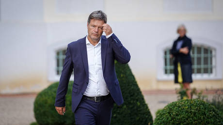 30 August 2022, Brandenburg, Meseberg: Robert Habeck (Bündnis 90/Die Grünen), Federal Minister for the Economy and Climate Protection, arrives for a press statement on the sidelines of the closed meeting of the federal cabinet outside Meseberg Palace.