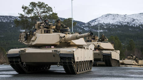 FILE PHOTO. US Marines drive an M1 Abrams to take part in an exercise to capture an airfield as part of the Trident Juncture 2018, a NATO-led military exercise near the town of Oppdal, Norway.