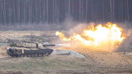 FILE PHOTO: A US-made M1 Abrams main battle tank