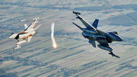 F-16 fighter jets takes part in the NATO exercise in Poland.