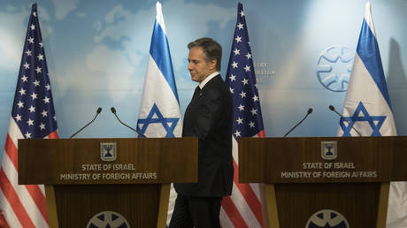 US Secretary of State Antony Blinken attends a press conference in Jerusalem on January 30, 2023.