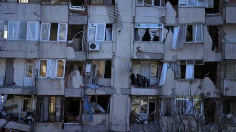 A destroyed building is seen after a series of powerful earthquakes rocked Syria and Türkiye, in Antakya, Türkiye, February 8, 2023.