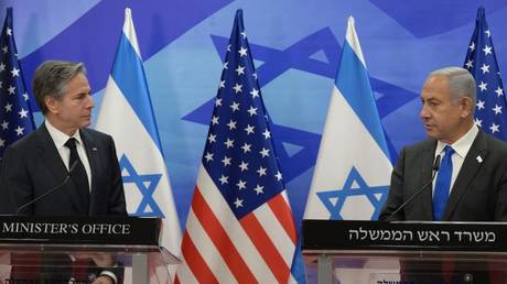 US Secretary of State Antony Blinken (L) and Israeli Prime Minister Benjamin Netanyahu (R) give a joint news conference in West Jerusalem on January 30, 2023.