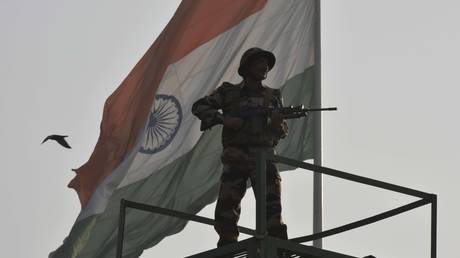 FILE PHOTO:  An Army Jawan on alert during the occasion of the Indian Army Day Public Performance by Indian Army in the wake of Indian Army Day.