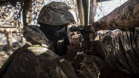 FILE PHOTO. An Ukrainian serviceman in Svetlodarsk, Donetsk Region.