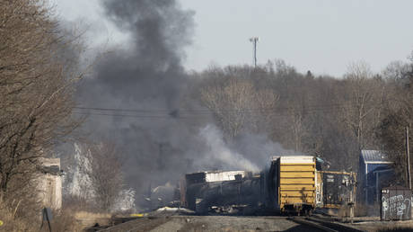 US transport head blames Trump for toxic train disaster