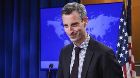 FILE PHOTO: US State Department spokesman Ned Price speaks at the daily briefing
