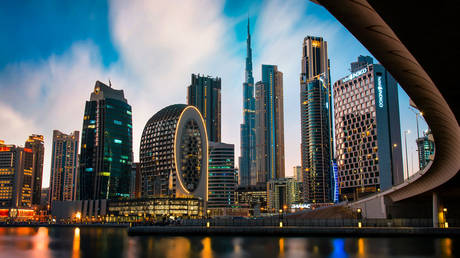 FILE PHOTO: Dubai modern architecture landmark skyline view from the Marasi marina in city Business bay downtown area in the United Arab Emirates.