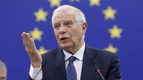 Josep Borrell speaks during a session of the European Parliament in Strasbourg, France, February 15, 2023