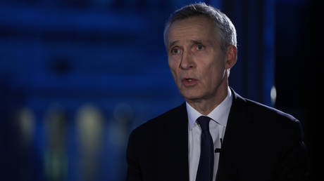 NATO Secretary General Jens Stoltenberg speaks during an interview after an alliance meeting in Warsaw, Poland, February 22, 2023.