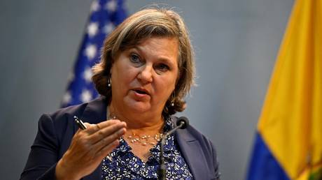 FILE PHOTO: Victoria Nuland speaks during a press conference in Quito, Ecuador, November 16, 2022