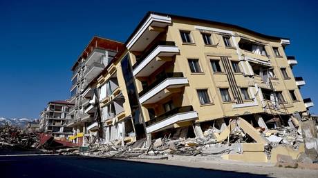 FILE PHOTO: A collapsed building after on 7,8-magnitude earthquake in Turkey on February 6.