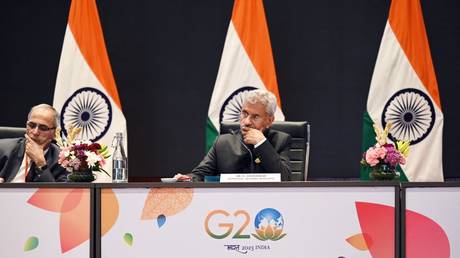 External Affairs Minister S Jaishankar while addressing the media after the G20 Foreign Ministers' Meeting at Sushma Sawaraj Bhawan on March 2, 2023 in New Delhi, India.