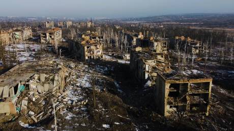 FILE PHOTO. A view shows widespread destruction in the city of Artyomovsk, Russia.