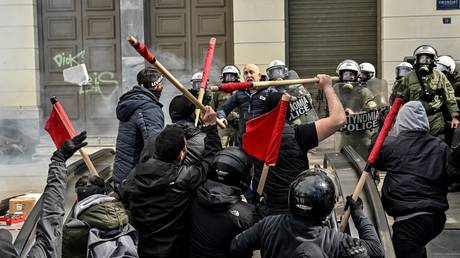 Police clash with protesters in Athens during train-crash memorial