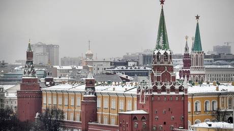 A view of the Kremlin taken in downtown Moscow on December 16, 2021.