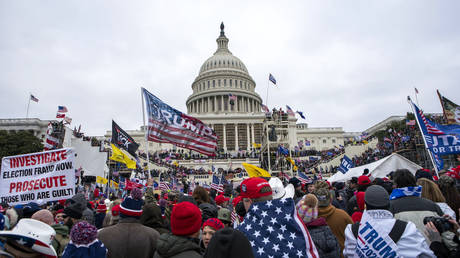 Supporters of Donald Trump protest outside the US Capitol in Washington, DC, January 6, 2021