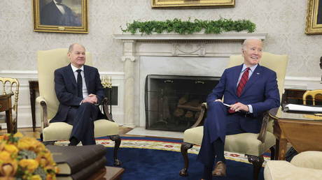 FILE PHOTO: US President Joe Biden holds a meeting with German Chancellor Olaf Scholz in Washington, DC, on March 3, 2023.