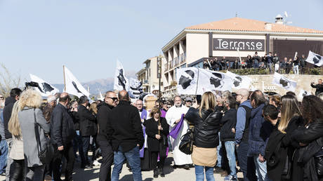 Funeral processon for Corsican nationalist hero Yvan Colonna