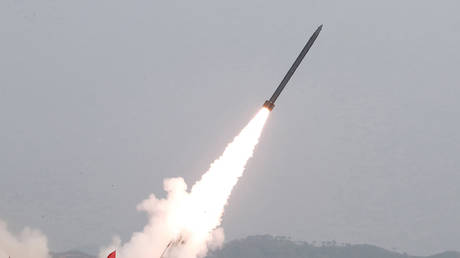 FILE PHOTO. This picture taken on May 4, 2019 and released from North Korea's official Korean Central News Agency (KCNA) on May 5, 2019 shows a test of weapons in an undisclosed location in North Korea.