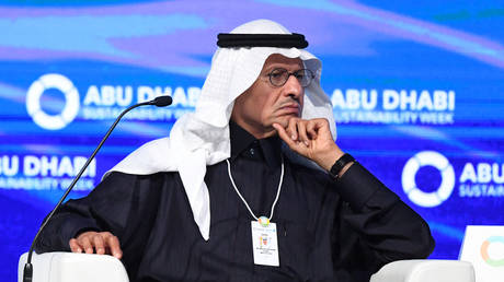 Saudi Minister of Energy Prince Abdulaziz bin Salman al-Saud at the Future Sustainability Summit at Abu Dhabi National Exhibition Centre, January 14, 2020.
