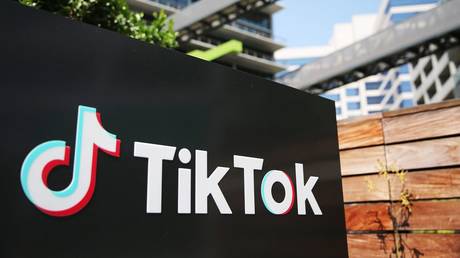 FILE PHOTO. The TikTok logo is displayed outside a TikTok office in Culver City, California.