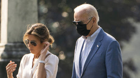 Hallie and Joe Biden leave St. Joseph on the Brandywine Catholic Church in Wilmington, Delaware, October 3, 2021