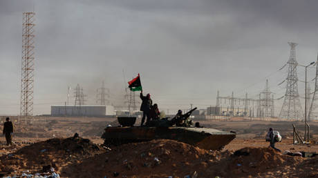 Rebels at the Ras Lanouf oil refining center, March 11, 2011, Libya