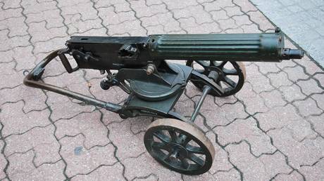 An M1910 variant of the Maxim gun, seen in Lodz, Poland, October 2014