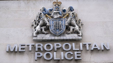 Sign and crest for the Metropolitan Police at their former Shoreditch Police Station on 6th March 2023 in London, United Kingdom