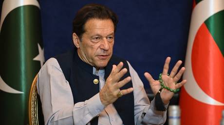 Imran Khan speaks at his residence in Lahore, Pakistan, March 15, 2023