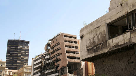 Building destroyed by Nato bombing in 1999.