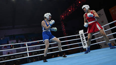 FILE PHOTO: The preliminary round of the Elite women 63-66 kgs welter category IBA Women's World Boxing Championship 2023, in New Delhi on March 18, 2023.