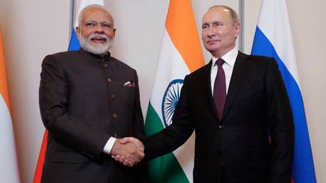 Indian Prime Minister Narendra Modi and Russian President Vladimir Putin.