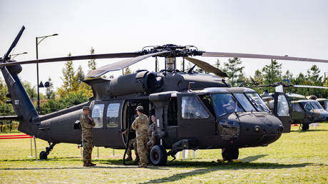 FILE PHOTO: A Black Hawk helicopter at a military expo in South Korea.