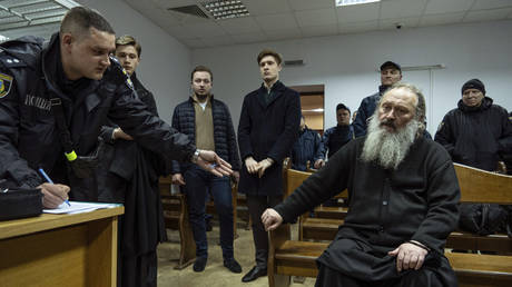 Metropolitan Pavel, the abbot of the Kiev Pechersk Lavra monastery waits for the court decision in Kiev, Ukraine, April 1, 2023