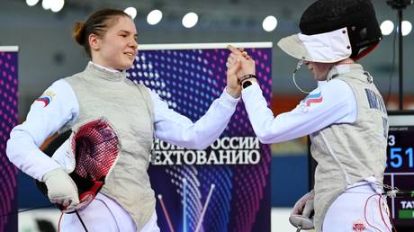 FILE PHOTO: Marta Martyanova and Svetlana Tripapina during the Russian Fencing Championship.