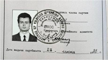 Gitanas Nauseda’s Communist Party of the Soviet Union membership certificate.