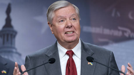 Lindsey Graham speaks during a news conference on Capitol Hill in Washington, DC, January 24, 2023