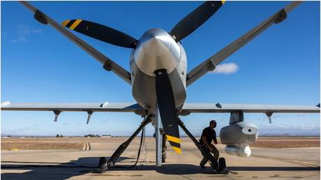 An MQ-9 Reaper drone at Fort Huachuca, Arizona, 2022.