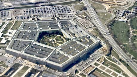 This aerial photograph taken on March 8, 2023 shows The Pentagon, located in Arlington County, across the Potomac River from Washington, DC.