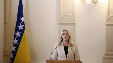 FILE PHOTO: Bosnian Serb member of the tripartite Bosnian Presidency Zeljka Cvijanovic addresses media in Sarajevo, Bosnia, November 16, 2022