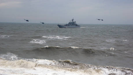 FILE PHOTO: A Russian Navy vessel in the Black Sea.