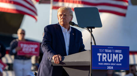 Former US President Donald Trump speaks during a 2024 election campaign rally in Waco, Texas, March 25, 2023.