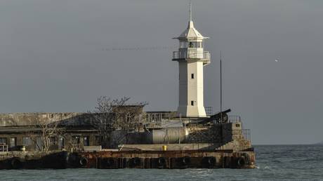 A lighthouse, in the Black Sea resort of Yalta in Russia's Crimea.