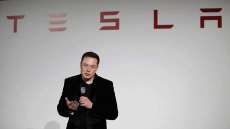 FILE PHOTO: Tesla CEO Elon Musk speaks at an event in Fremont, California.