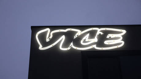 FILE PHOTO: The Vice logo is seen at the company's office in Venice, California.