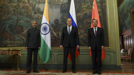 FILE PHOTO: Russian Foreign Minister, Sergey Lavrov (C), Chinese Foreign Minister Wang Yi (R) and Minister of External Affairs of India Subrahmanyam Jaishankar (L) during Meeting of the Council of Foreign Ministers of Shanghai Cooperation Organisation in Moscow, Russia on September 10, 2020.
