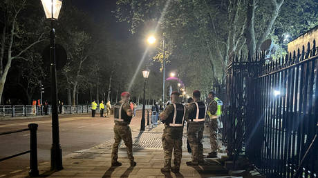 Police outside the Buckingham Palace in London, May 2, 2023